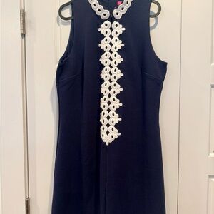 Lilly Pulitzer Navy Dress with White Embroidery